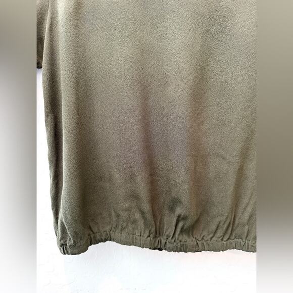 LOFT | Olive Green Flutter Sleeve Blouson Hem Top | Medium - Picture 4 of 7